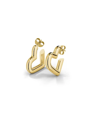 Rosefield Heart Hoops Gold In 14K Yellow Gold Plated Stainless Steel