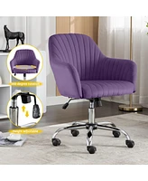 Modern Velvet Accent Chair with Adjustable Height and Casters
