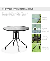 6pc Patio Dining Set with Umbrella for 4: Table, Chairs & Glass
