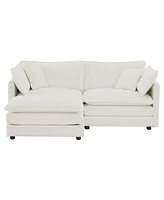 Streamdale Furniture 2-Seater Sectional Sofa with Ottoman in White Chenille