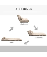 Convertible Sofa Bed with 2 Pillows and Adjustable Backrest