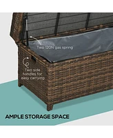 Streamdale Furniture Outdoor Rattan Storage Bench with Waterproof Bag and Cushion