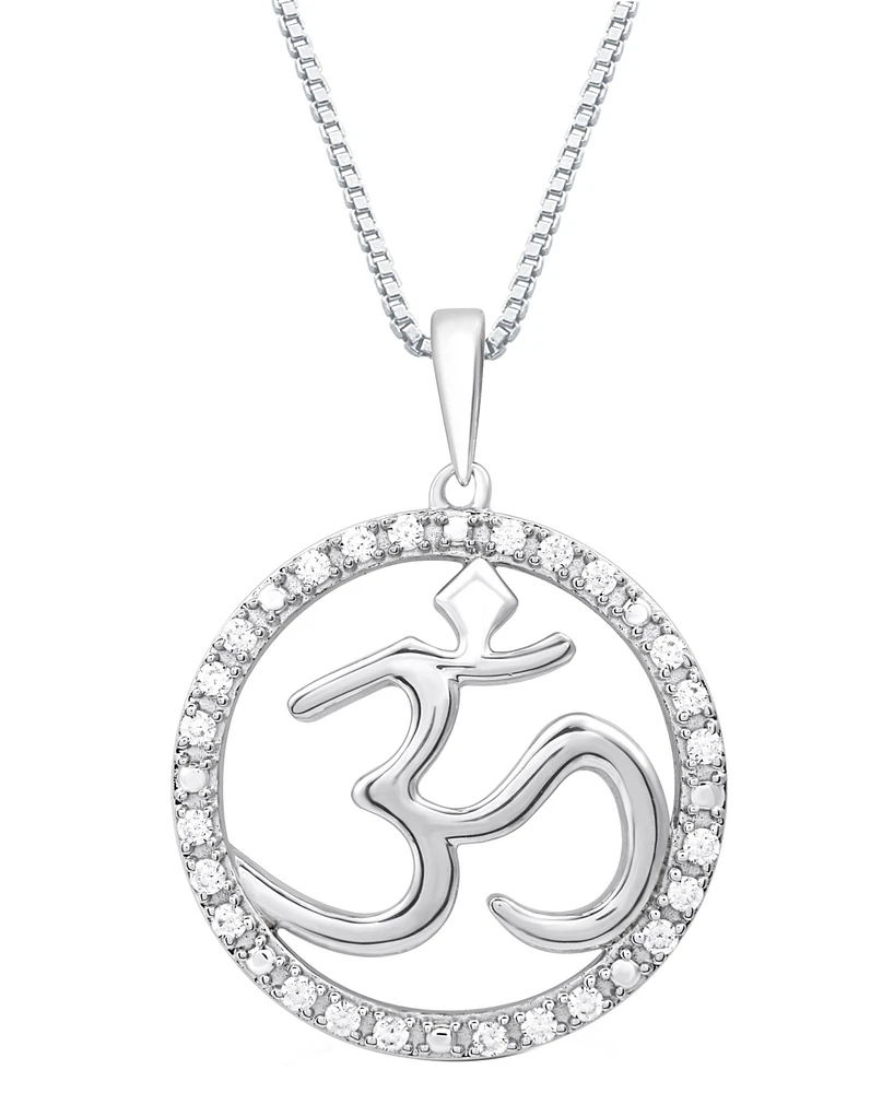 Marsala Diamond Om Openwork Halo 18" Pendant Necklace (1/4 ct. t.w.) in Sterling Silver