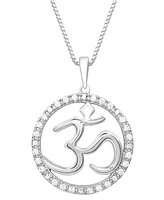Marsala Diamond Om Openwork Halo 18" Pendant Necklace (1/4 ct. t.w.) in Sterling Silver