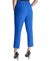 Dkny Petite Solid Elastic-Back Mid-Rise Ankle Pants