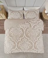 Madison Park Viola Damask Tufted 3-Pc. Duvet Cover Set