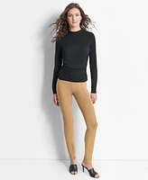 Dkny Women's Solid Side-Ruched Mock-Neck Long-Sleeve Blouse