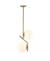 Moose Modern Gold Kitchen Pendant Light with Milk Glass Globe 2 Light