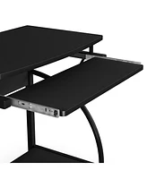 Skonyon 27.5 Inch Laptop Table Computer Desk for Small Spaces with Pull-out Keyboard Tray