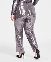 I.n.c. International Concepts Plus Sequined Straight-Leg Pants, Created for Macy's