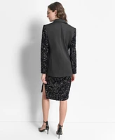 Dkny Women's Sequinned-Sleeve Single-Button Blazer