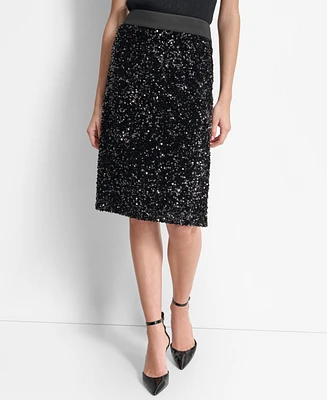 Dkny Women's Sequined Side-Slit Pencil Skirt