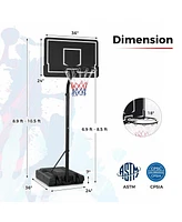 Vebreda Basketball Hoop 5.6-6.5 Ft Height Adjustable for Kids with Shatterproof Backboard