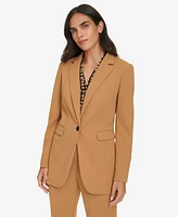 Calvin Klein Petite Single-Button Padded-Shoulder Blazer