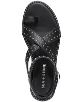 Sun + Stone Women's Carterr Studded Toe Loop Strappy Flat Sandals, Created for Macy's