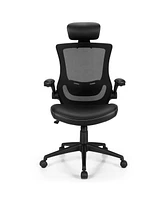 Vebreda High-Back Executive Chair with Adjustable Lumbar Support and Headrest-Black