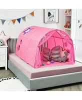 Vebreda Kids Galaxy Starry Sky Dream Portable Play Tent with Double Net Curtain-Pink