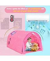 Vebreda Kids Galaxy Starry Sky Dream Portable Play Tent with Double Net Curtain-Pink