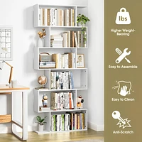 6-Tier S-Shaped Bookshelf Storage Mdf Bookcase