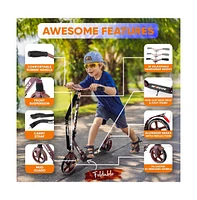Hurtle Lightweight and Foldable Kick Scooter - Adjustable Scooter for Teens and Adult, Alloy Deck with High Impact Wheels