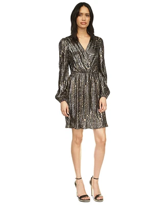 Michael Kors Women's Pleated Metallic Fit & Flare Dress