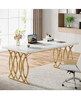 Tribesigns Modern Dining Table, 63" Large Kitchen Table for 4