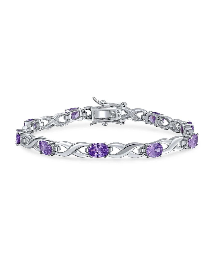 Bling Jewelry 9CT Oval Cz Alternating Infinity Tennis Bracelet Sterling Silver