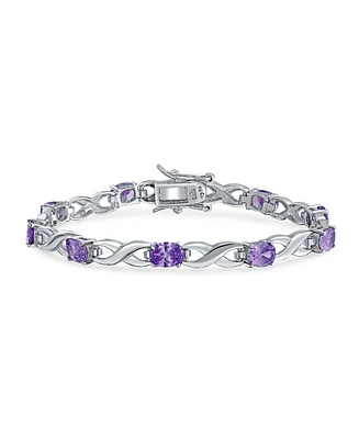 Bling Jewelry 9CT Oval Cz Alternating Infinity Tennis Bracelet Sterling Silver