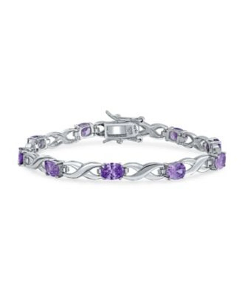 Bling Jewelry 9CT Oval Cz Alternating Infinity Tennis Bracelet Sterling Silver