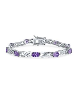 Bling Jewelry 9CT Oval Cz Alternating Infinity Tennis Bracelet Sterling Silver
