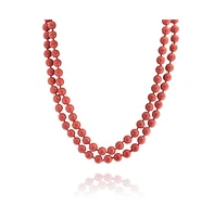 Bling Jewelry Classic Western Style Hand Knotted 10MM Round Ball Bead Endless 70 Inch Long Strand Double Triple Wrap Layer Orange Red Coral Necklace F