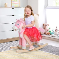 Streamdale Furniture Kids Plush Rocking Horse with Sounds and Tail