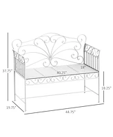 Outdoor Patio Bench with Armrests for Backyard