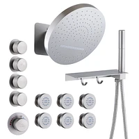 Casainc Dual Showers 4-Spray Patterns 12.6 Round Wall Mounted Fixed Showerhead