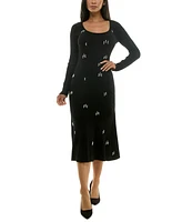 Rosie Harlow Juniors' Ribbed Rhinestone-Embellished Sweater Dress