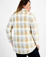 Style & Co Plus Size Check-Print Quarter-Zip Sweatshirt, Created for Macy's