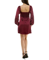 B Darlin Juniors' Sweetheart-Neck Long-Sleeve A-Line Dress