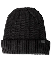 Kenneth Cole Reaction Men's Ribbed Herringbone Beanie & Scarf Set