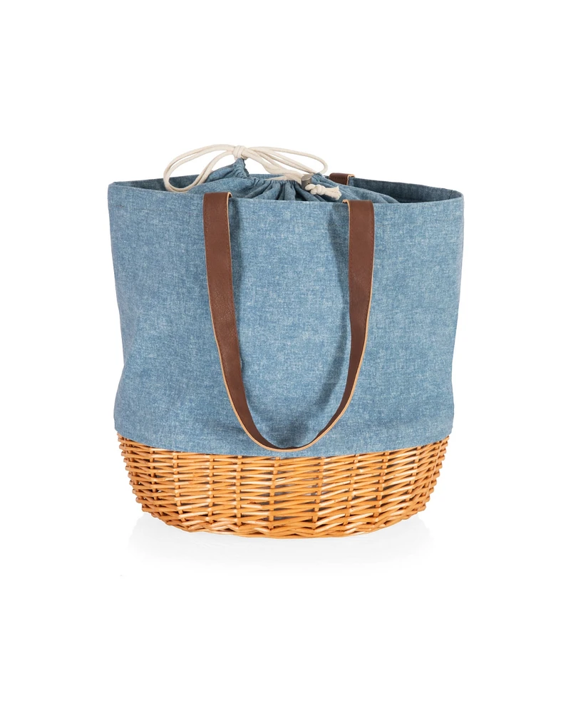 Picnic Time Coronado Canvas and Willow Basket Tote