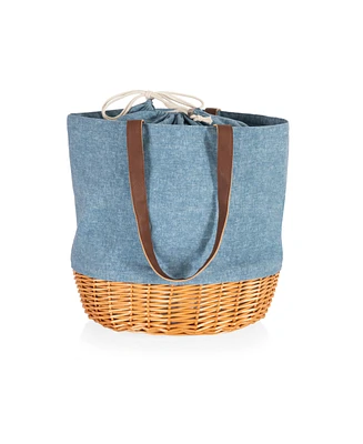 Picnic Time Coronado Canvas and Willow Basket Tote