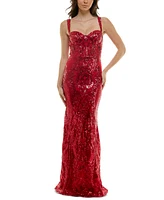 B Darlin Juniors' Sequinned Bustier Evening Gown