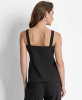 Dkny Women's Notch-Neck Bustier Sleeveless Zip-Back Top