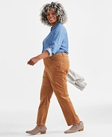 Style & Co Plus High-Rise Straight-Leg Corduroy Pants, Created for Macy's