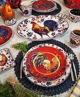 Certified International Morning Rooster Set of 4 Dinner Plates