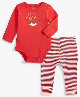 Carter's Baby My First Christmas Cotton Bodysuit & Striped Pants, 2 Piece Set