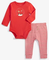 Carter's Baby My First Christmas Cotton Bodysuit & Striped Pants, 2 Piece Set