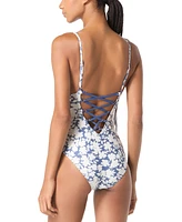 Michael Kors Women's Printed Strappy One-Piece Swimsuit