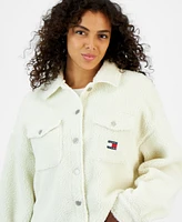 Tommy Jeans Women's Teddy Logo Badge Button-Front Overshirt