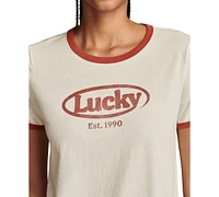 Lucky Brand Women's Y2K Logo Ringer T-Shirt