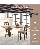 Sugift Set of 2 25 inches Bar Stools with Rust-proof Metal Frame and Soft Sponge Seat-Brown